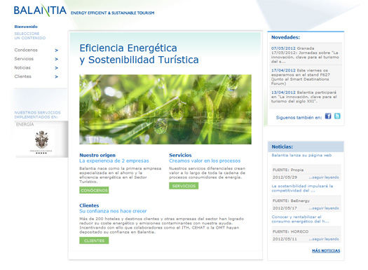 BALANTIA lanza su página web sobre eficiencia energética de destinos y establecimientos turísticos