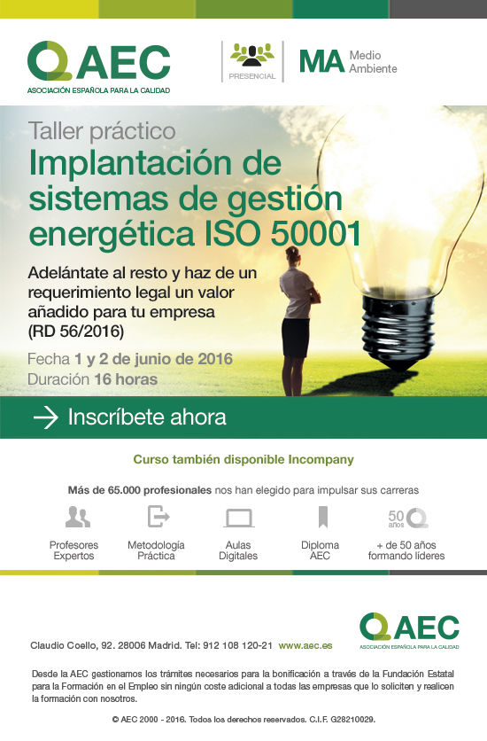 Impartimos taller práctico para la implantación de sistemas según ISO 50001